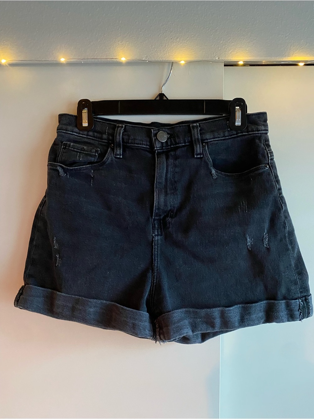 BDG Black Rolled Hem Highrise Denim Shorts Size 29 W
